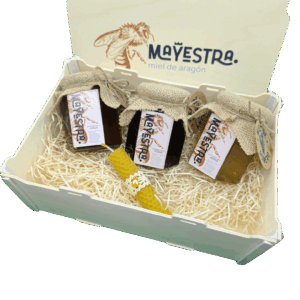 CAJA MAYESTRA 3 MIELES X 400G. + VELA DE CERA DE ABEJA