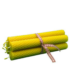 VELA DE CERA DE ABEJA 20cm. x 1.5cm. UNIDAD Y PACK X 6