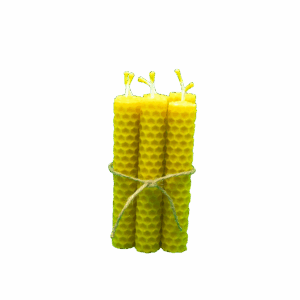 VELA DE CERA DE ABEJA NATURAL 10CM. x 1CM. UNIDAD Y PACK X 6